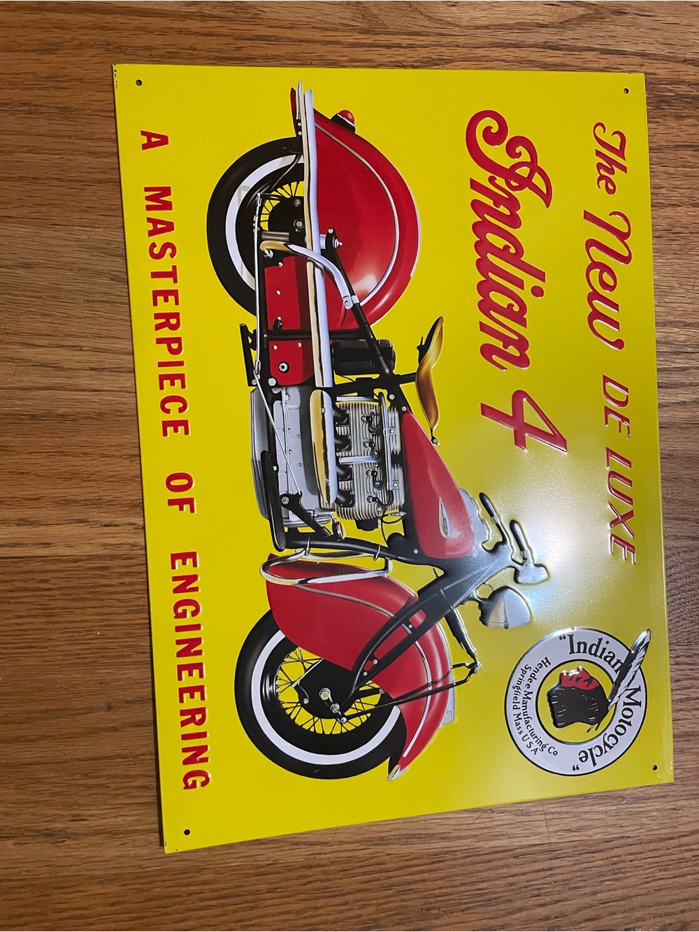The New De Luxe Indian 4 Motorcycle Metal Wall Art - Home Wall Decor